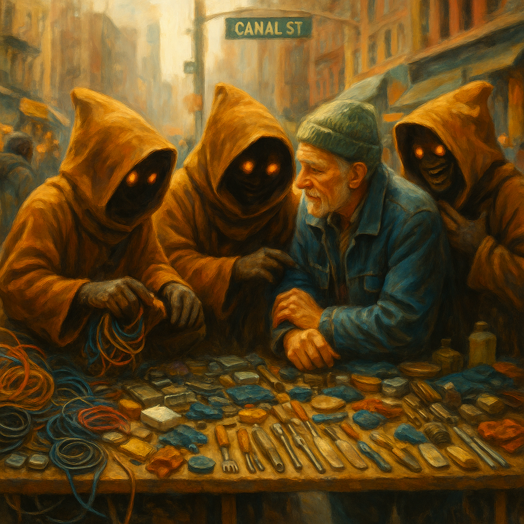 Jawas selling goods on Canal Street